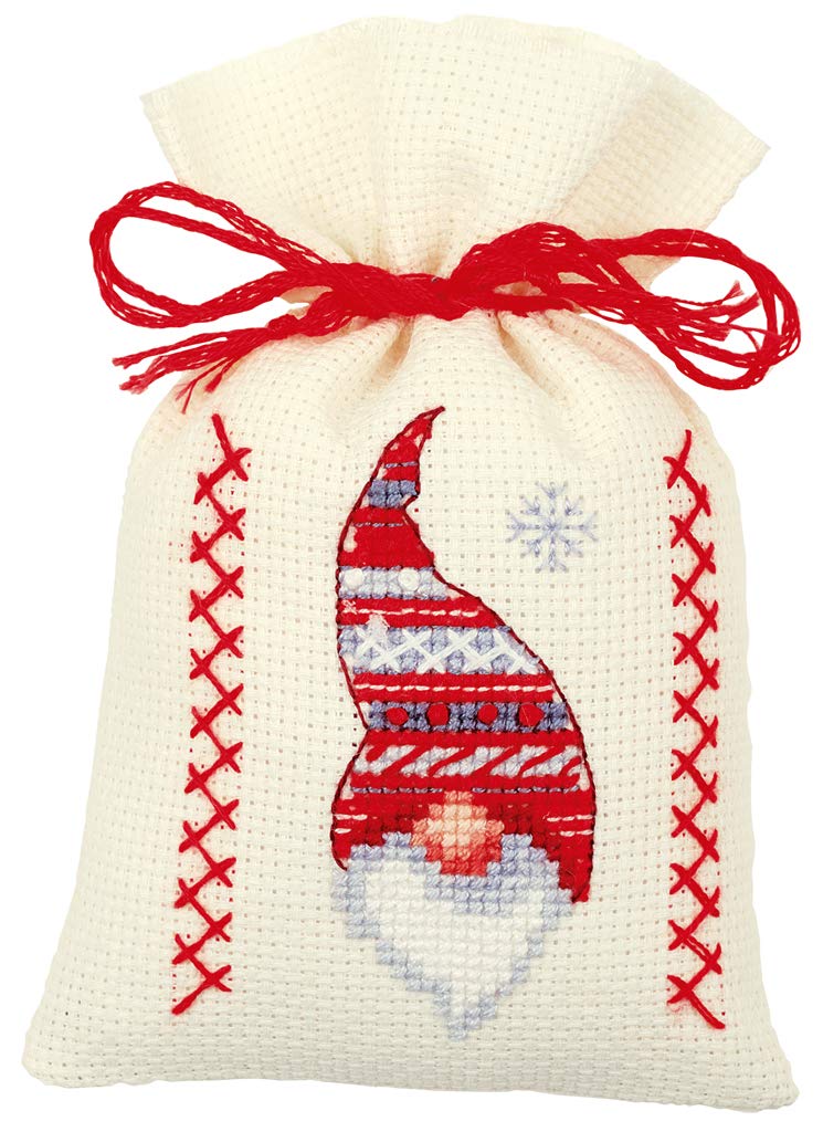 Vervaco Counted Cross Stitch: Pot-Pourri Bag: Christmas Elves (Set of 3), Cotton, NA, 8 x 12cm - Image 3